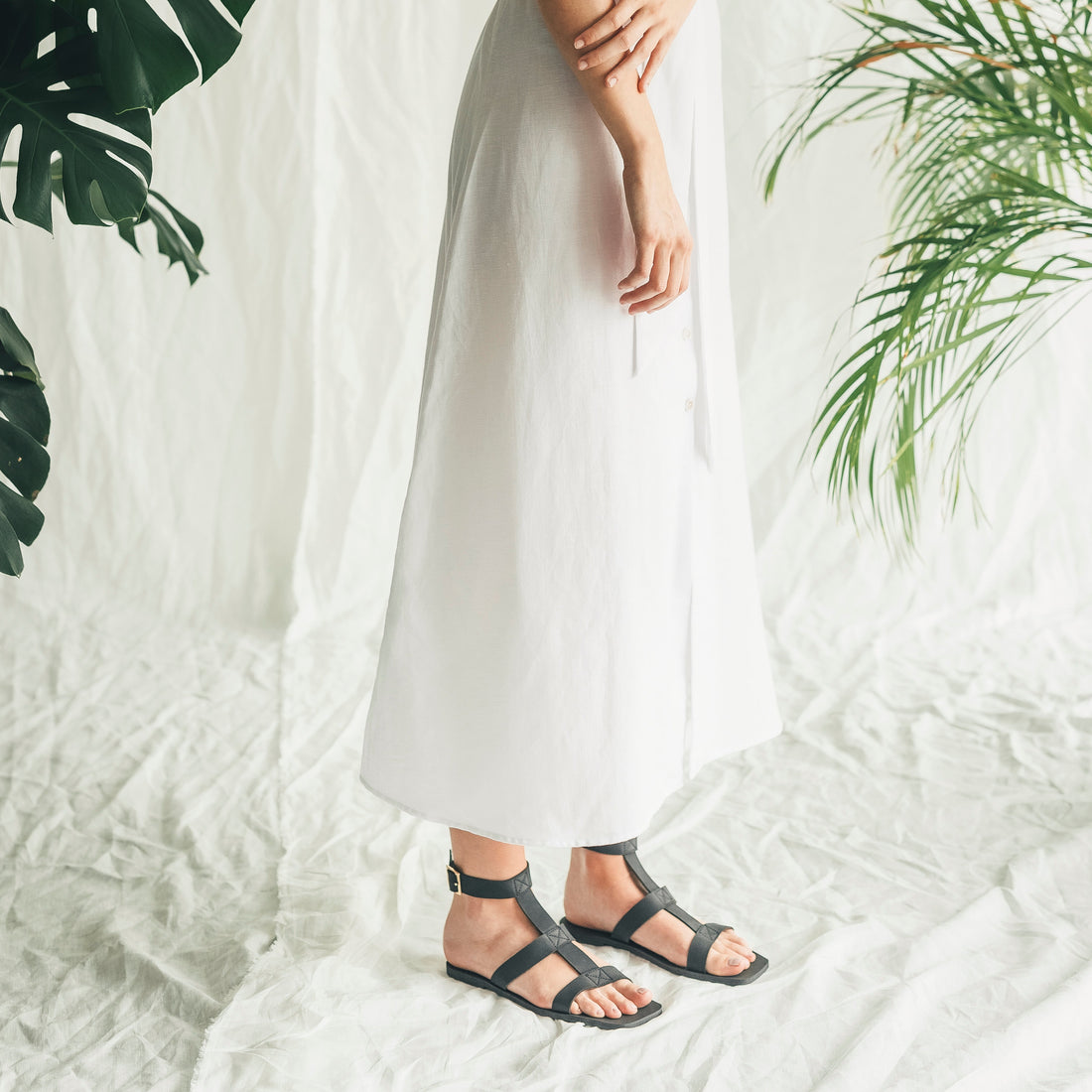 Women vegan sandals roman flat backless open-toe | NAE Vegan Shoes