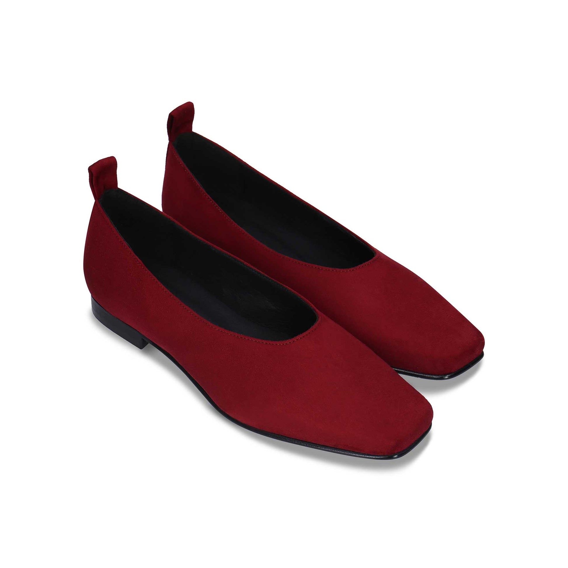 Vegane Ballerinas Schuhe für Damen aus Wildleder Optik Mikrofaser Rot | NAE