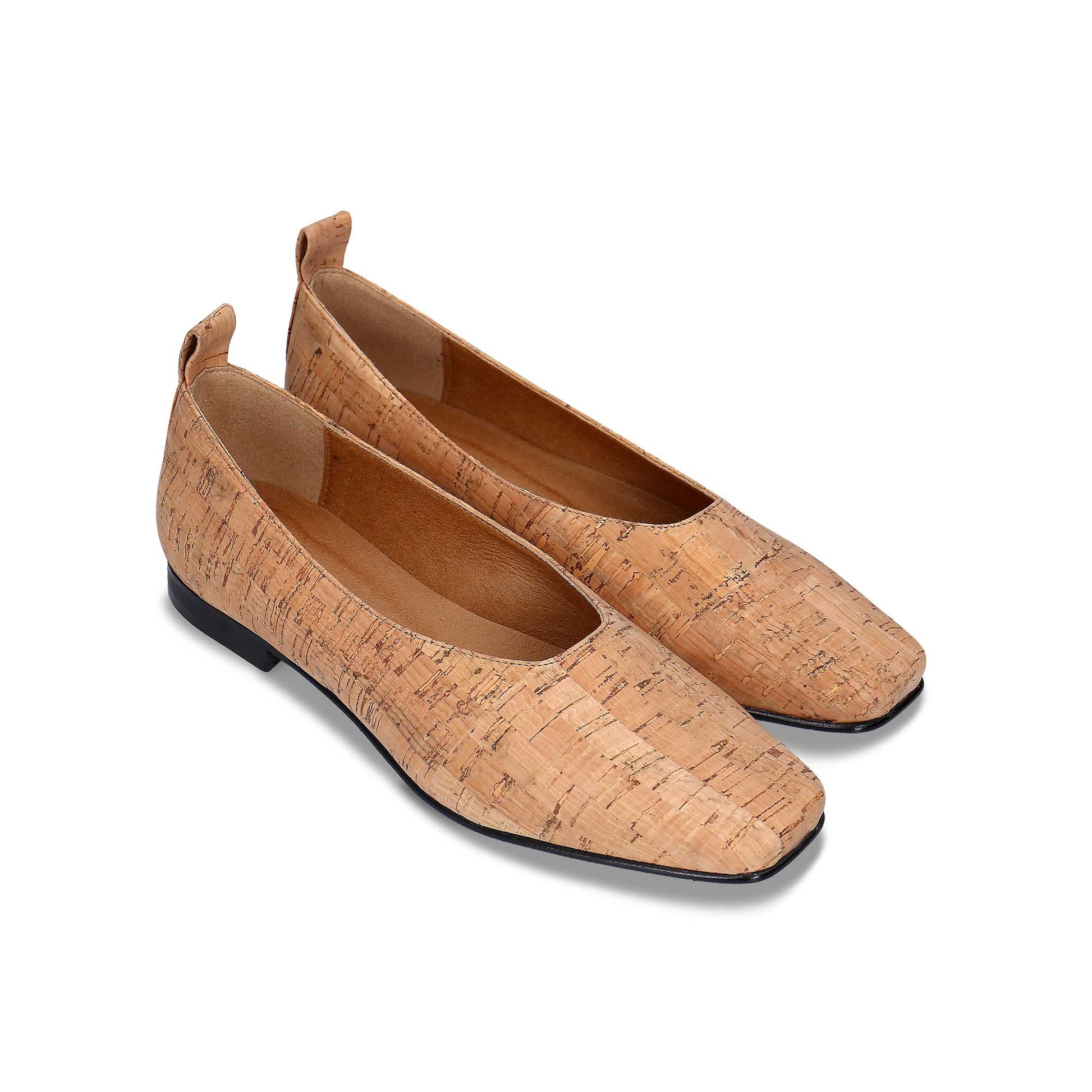 Ballerines véganes chaussures pour femme avec talon plat faites en liège naturel | NAE