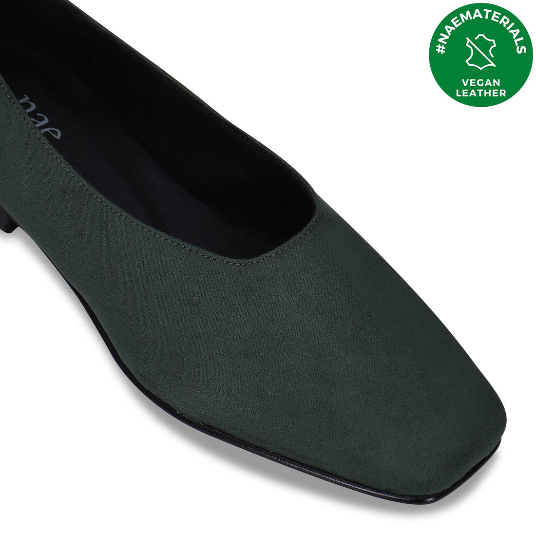 scarpe da ballo vegane da donna con tacco piatto effetto camosciato verde | NAE