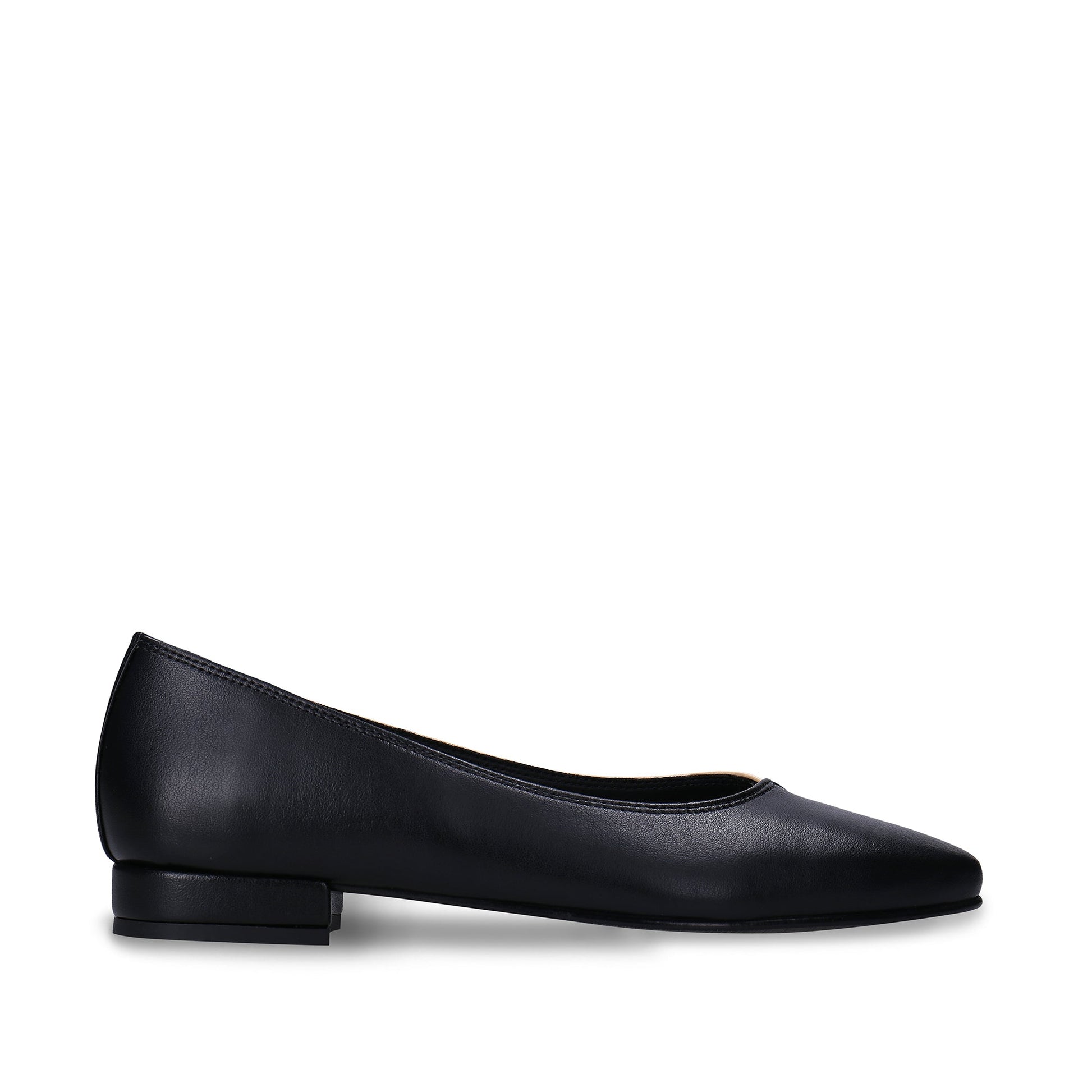 Ballerines véganes pour femme noir beige en cuir de pomme avec bout carré | NAE