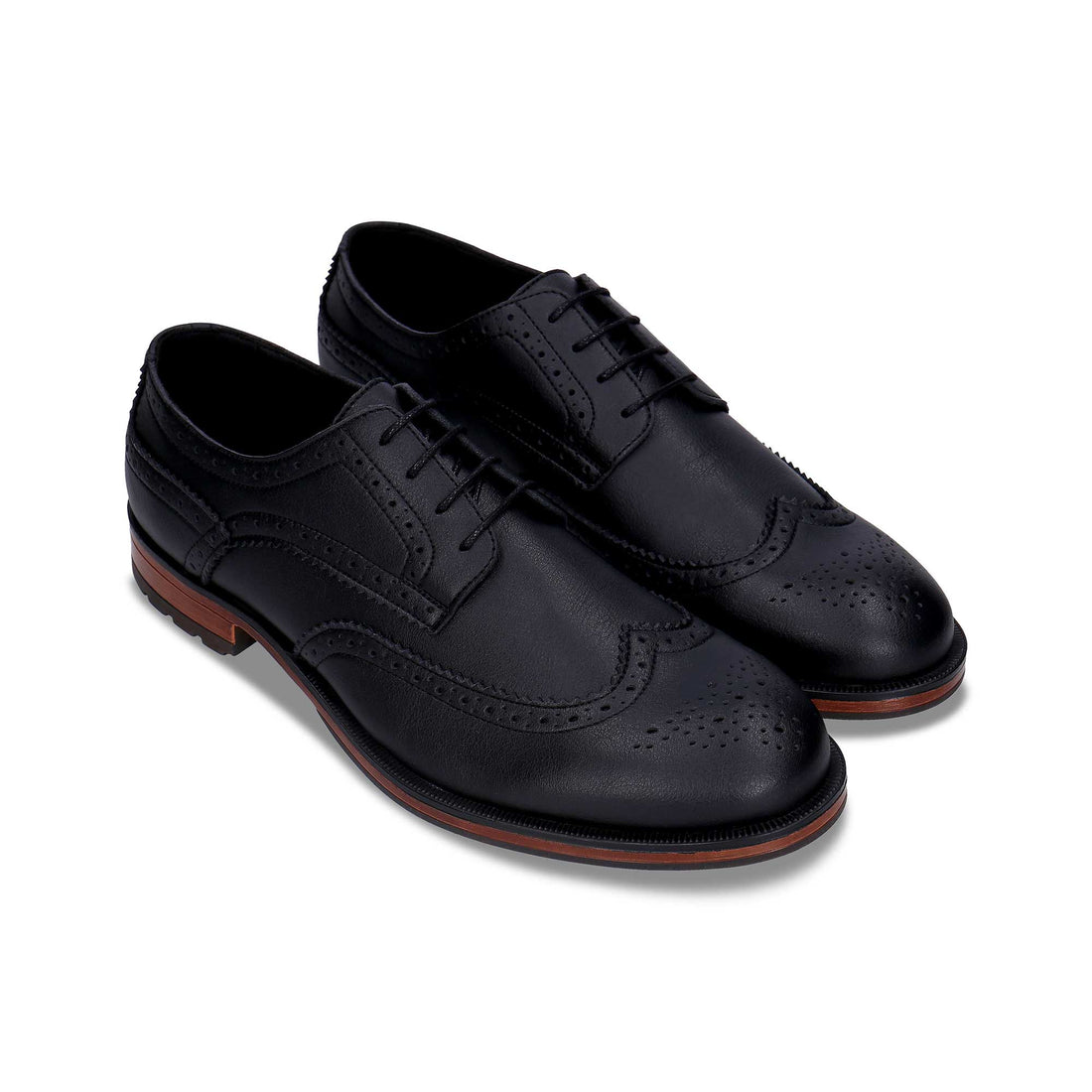 Brogue shoes men dress black wing tip classic on vegan leather breathable lined | NAE