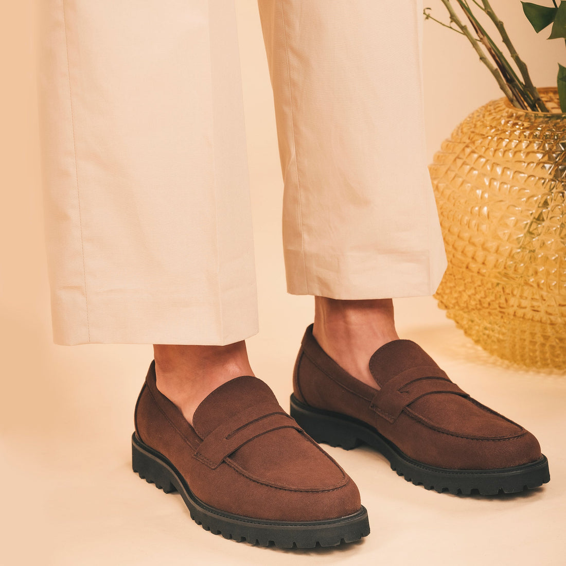 Vegan shoes penny loafer mocassin casual crafted from sude microfiber breathable | NAE